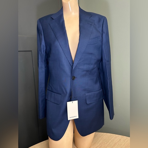 NWT SUITSUPPLY Mid Blue Tailored Fit Havana Suit Jacket Size 44